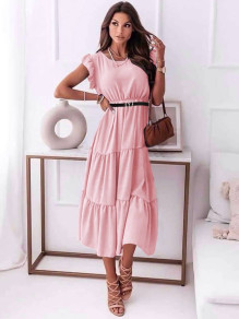 Γυναικείο φόρεμα μίντι K21896 ροζ