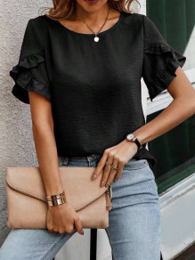 Γυναικεία μονόχρωμη μπλούζα K5637 μαύρη