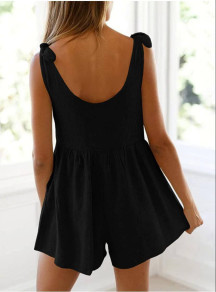 Γυναικεία κοντή ολόσωμη φόρμα με τσέπες RQ813 μαύρο