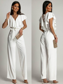 Γυναικεία κομψή ολόσωμη φόρμα K24612 άσπρη