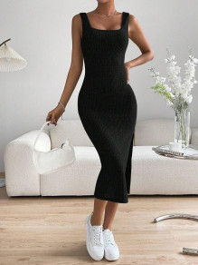 Γυναικείο φόρεμα με σκίσιμο AR1487 μαύρο