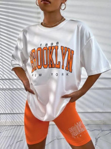 Γυναικείο σετ κοντομάνικο μπλουζάκι και κολάν AR0126 πορτοκαλί