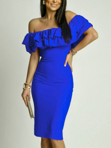 Γυναικείο έξωμο φόρεμα K6467 μπλε