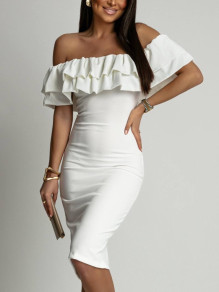 Γυναικείο έξωμο φόρεμα K6467 άσπρο