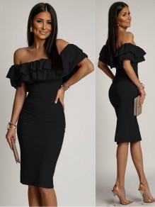 Γυναικείο έξωμο φόρεμα K6467 μαύρο