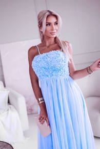 Γυναικείο μακρύ φόρεμα 25616 γαλάζιο