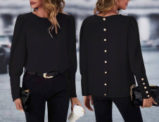 Γυναικεία μπλούζα με κουμπιά στην πλάτη A1527 μαύρη