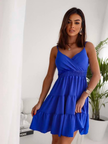 Γυναικείο κοντό φόρεμα K6372 μπλε