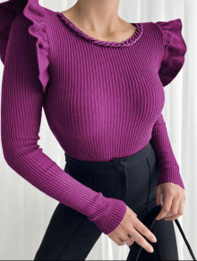 Γυναικεία μπλούζα με εντυπωσιακά μανίκια K7268 βιολετί