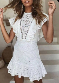 Γυνικείο φόρεμα από δαντέλα  K6259 άσπρο