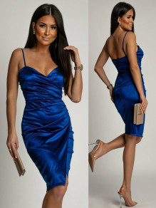 Γυναικείο φόρεμα σατέν K5916 μπλε