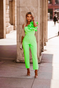 Γυναικεία κομψή  ολόσωμη φόρμα K5998 ανοιχτό πράσινο