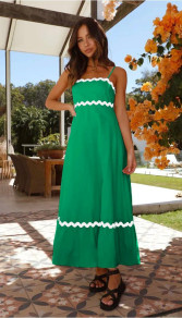 Γυναικείο μακρύ φόρεμα με κυματιστές λωρίδες FH2803 πράσινο