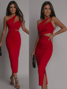 Γυναικείο εντυπωσιακό φόρεμα K6381 κόκκινο