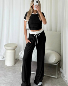 Γυναικείο σετ μπλούζα και παντελόνι KX020 μαύρο