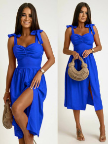 Γυναικείο μονόχρωμο φόρεμα 221981 μπλε