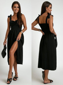 Γυναικείο μονόχρωμο φόρεμα 221981 μαύρο