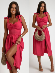 Γυναικείο μονόχρωμο φόρεμα 221981 κόκκινο