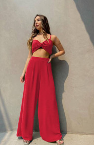 Γυναικείο σετ τοπάκι και παντελόνι K5773 κόκκινο