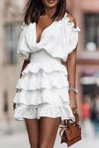 Γυναικείο εντυπωσιακό φόρεμα L8808 άσπρο