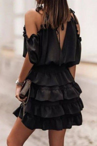 Γυναικείο εντυπωσιακό φόρεμα L8808 μαύρο