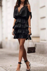 Γυναικείο εντυπωσιακό φόρεμα L8808 μαύρο