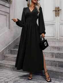 Γυναικείο μακρύ φόρεμα K6127 μαύρο