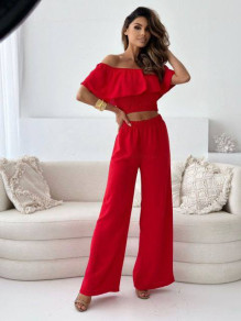 Γυναικείο σετ τοπάκι και παντελόνι L8822 κόκκινο