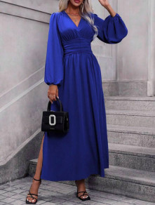 Γυναικείο μακρύ φόρεμα K6127 μπλε