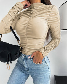 Γυναικεία μπλούζα με σούρες K9596 μπεζ