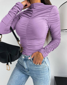Γυναικεία μπλούζα με σούρες K9596 λιλά
