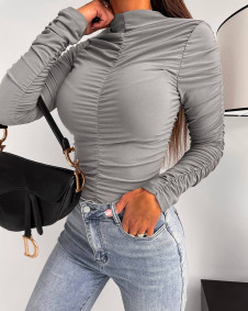 Γυναικεία μπλούζα με σούρες K9596  γκρι