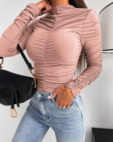 Γυναικεία μπλούζα με σούρες K9596 ροζ