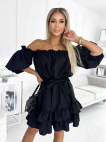 Γυναικείο έξωμο φόρεμα L8767 μαύρο