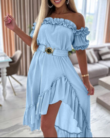Γυναικείο ασύμμετρο φόρεμα L8814 γαλάζιο