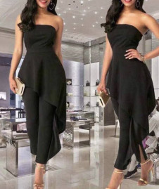 Γυναικεία κομψή  ολόσωμη φόρμα H9108 μαύρο