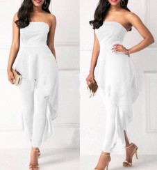 Γυναικεία κομψή  ολόσωμη φόρμα H9108 άσπρο