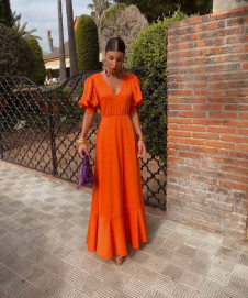 Γυναικείο μακρύ φόρεμα H4339 πορτοκαλί