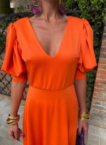 Γυναικείο μακρύ φόρεμα H4339 πορτοκαλί