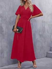 Γυναικείο μακρύ φόρεμα K6379 κόκκινο