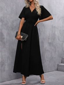 Γυναικείο μακρύ φόρεμα K6379 μαύρο