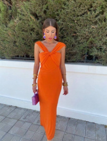 Γυναικείο εντυπωσιακό φόρεμα 241063 πορτοκαλί