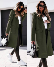 Γυναικείο κομψό παλτό XN5361 σκούρο πράσινο