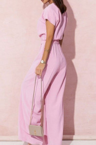 Γυναικεία ολόσωμη φόρμα με ζώνη L8659 ροζ