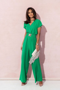 Γυναικεία ολόσωμη φόρμα με ζώνη L8659 πράσινη