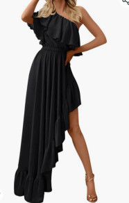 Γυναικείο ασύμμετρο φόρεμα L8842 μαύρο