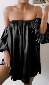 Γυναικείο σατέν φόρεμα L8840 μαύρο