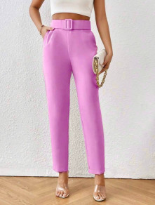 Γυναικείο παντελόνι με ζώνη K6601 ροζ
