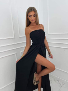 Γυναικείο φόρεμα στράπλες H4579 μαύρο