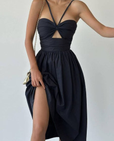 Γυναικείο φόρεμα μίντι H4572 μαύρο